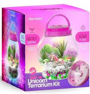 Dan&Darci Light-Up Unicorn‎ Terrarium Kit for Kids - DIY Science & Craft Set